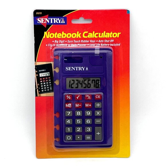 Sentry Notebook Daily Planner Calculator With Ruler Rubber Keys Auto Shut Off - Picture 1 of 9